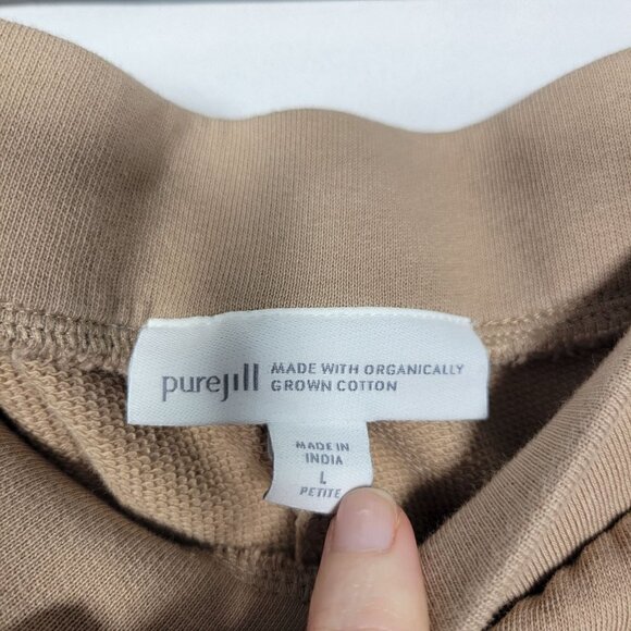Women's Pure Jill Organic Cotton Wide Leg Tan Pocket Casual Pants Size Large P - Picture 9 of 9